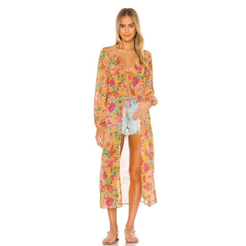 Lovers + Friends Floral Chiffon Temptation Robe Coverup Small New Revolve - Picture 1 of 10